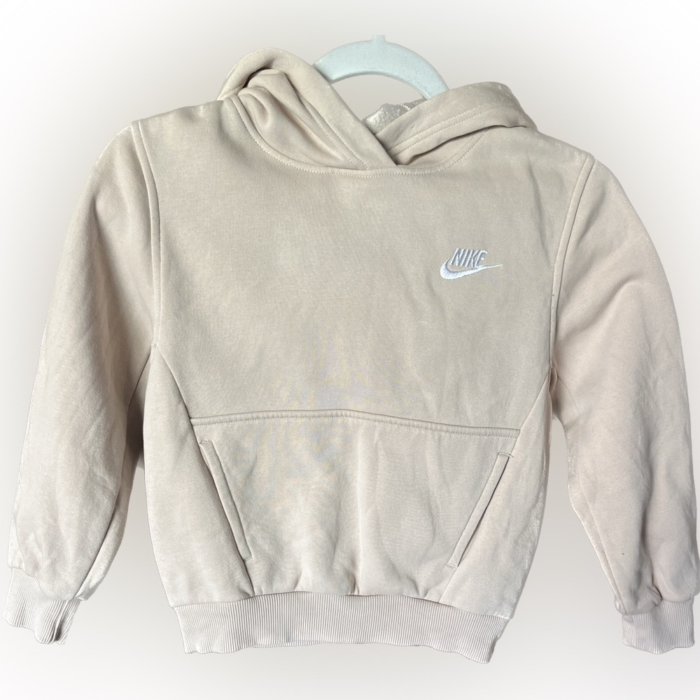 Nike Club Fleece Toddler/Kids Hoodie Sweatshirt Tan Embroidered Nike Size XS